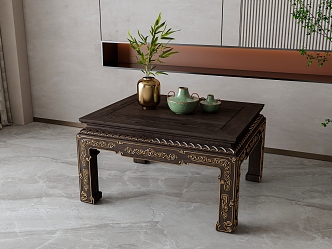 Chinese carved tea table 3d model