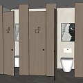 Modern Public Restroom Interior With Double Sinks Marble Countertop And Large Mirror 3d model