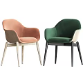 Modern Upholstered Leisure Chairs In Various Colors With Wooden And Metal Legs