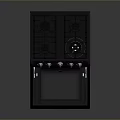 Gas Stove with Oven Open Door Grill Rack and Four Burners