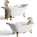 Elegant White Bathtub With Gold Faucet And Decorative Feet Classic Design For Bathroom Interior