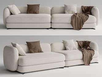 Modern double sofa multiplayer sofa 3d model