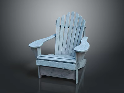 Light Blue Wooden Adirondack Chair With Slatted Backrest And Armrests For Outdoor Patio 3d model