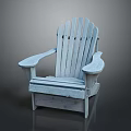 Light Blue Wooden Adirondack Chair With Slatted Backrest And Armrests For Outdoor Patio