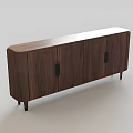 Modern Minimalist Walnut TV Stand With Cabinet Doors And Slim Legs Design