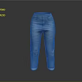 Blue Denim Jeans With Ripped Design And Cuffed Hem For Casual Wear