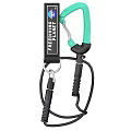 Featherweight Belay Device With Green Carabiner And Black Straps For Climbing