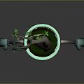 Anthropomorphic Blue Pot Character With Small Tree Arms Legs And Sad Expression