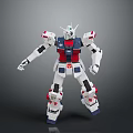 Detailed White Blue Red Gundam Model With Articulated Joints Standing Pose
