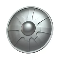 Silver Metal Round Shield With Central Boss And Radiating Patterns