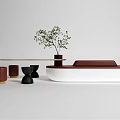 Modern Public Chair Design With Wooden Surface Small Plant And Colorful Support Legs