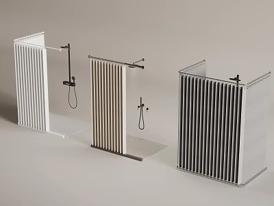 Modern Shower Screens Design With Different Panel Styles And Metal Frames 3d model