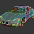 Blue Porsche Taycan Electric Sports Car With Sleek Design And Modern Look