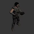 Man in Futuristic Tactical Armor Holding Large Sci Fi Rifle With Glowing Barrel