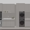 Modern Laundry Room Cabinetry Design With White Cabinets Washing Machine Dryer And Sink