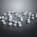 Wood and Stone Decorative White Small Stones Scattered on Black Reflective Background