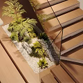 Modern Log Staircase Modern Suspension Log Staircase Glass Railing Landscape Staircase 3d model