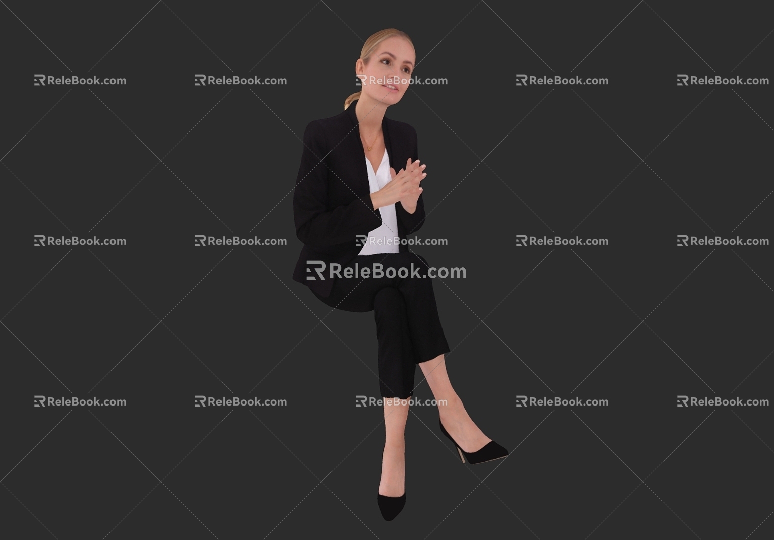 Sitting posture lady talking posture workplace lady 3d model