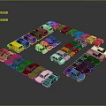 Colorful Cars In Assorted Colors And Different Models Arranged Together