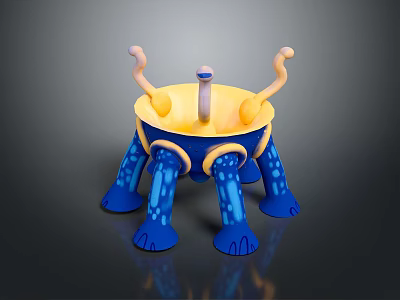 Yellow And Blue Playground Play Structure With Circular Top Curved Handrails And Multiple Legs 3d model