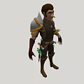 3D Man Character Wearing Fantasy Armor Shoulder Guard Belt Gear And Leather Boots