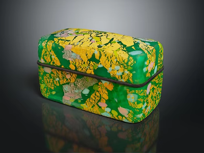 Vibrant Decorative Ornament Set With Green And Yellow Natural Leaf Pattern For Home Decor 3d model