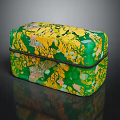 Vibrant Decorative Ornament Set With Green And Yellow Natural Leaf Pattern For Home Decor