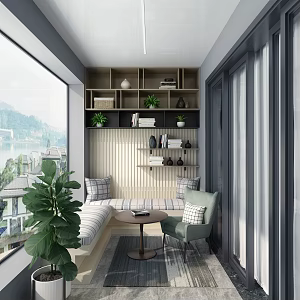 modern balcony leisure balcony 3d model