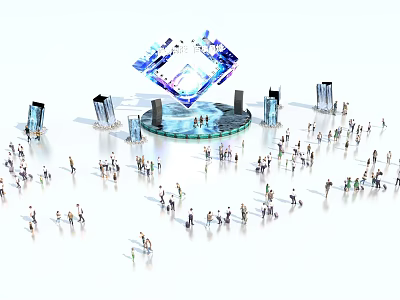 Charming Outdoor Garden Ornaments With Lush Green Plants And Decorative Stone Elements 3d model