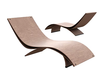 Modern Curved Lounge Chair With Ergonomic Design And Wooden Support Frame 3d model
