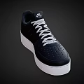 Nike Air Force 1 Black Leather Sneakers With White Sole And Gray Laces