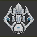 Cartoon Scene With Blue And White Abstract Biomorphic Shapes And Curved Circular Elements