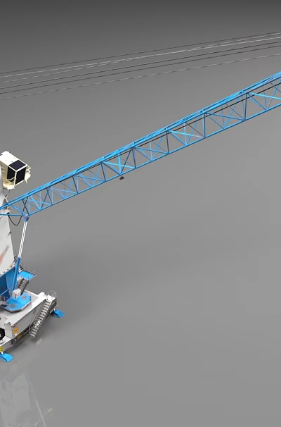 Industrial Equipment Heavy Duty Crane With Blue Boom White Tower And Yellow Hook 3d model Industrial Equipment Heavy Duty Crane With Blue Boom White Tower And Yellow Hook 3d model