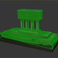 Carved Stone Structure With Columns Base Circular Green Areas And Fallen Leaves