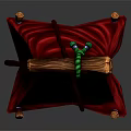 Home Decorative Tapestry With Red Fabric Wooden Rod Green Decoration And Round Buttons