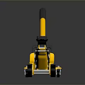 Yellow Floor Jack With Black Handle And Steel Base For Automotive Repair