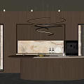 Modern Kitchen Interior Design With Wooden Cabinets Marble Backsplash Island Counter And Hanging Lights