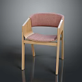 Modern Accent Chair With Wooden Frame Pink Fabric Upholstery And Curved Armrests