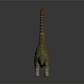 Detailed Dinosaur Model With Long Neck Red Stripes And Yellow White Patterns 3d model