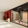 Modern Fitness Training Center Entrance With Gym Silhouette Reception Desk Brick Wall And Glass Doors