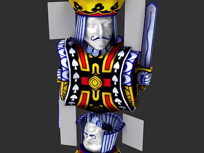 Playing Card King Character Sculpture With Crown Sword And Spades Design 3d model