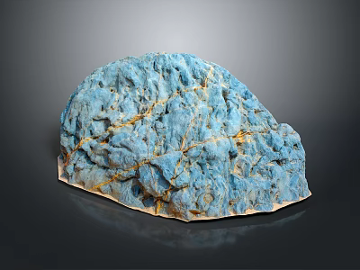 Natural Blue Wooden Stone with Irregular Shape and Yellow Surface Texture Patterns 3d model