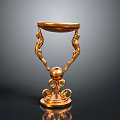 Golden Decorative Furniture With Sculptural Figure Base And Intricate Artistic Design