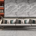 New Chinese-style Three-person Sofa Sofa Combination 3d model