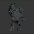 Two Headed Dog Fantasy Monster Game Movie Character 3D Model Design