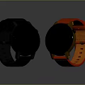 Stylish Wristwatches With Black And Orange Leather Straps Round Dials And Metal Cases