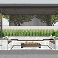 New Chinese-style courtyard gate wall 3d model