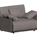 Modern Light Gray Leather Single Sofa With Dark Frame And Decorative Pillows 3d model