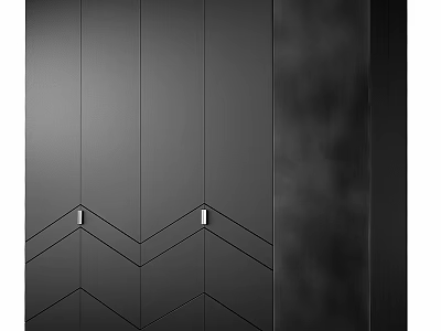 Modern Black Wardrobe With Sleek Geometric Chevron Line Design Elements 3d model