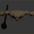 Muscular Giant Game Movie Character With Fur Loincloth Holding Large Hammer